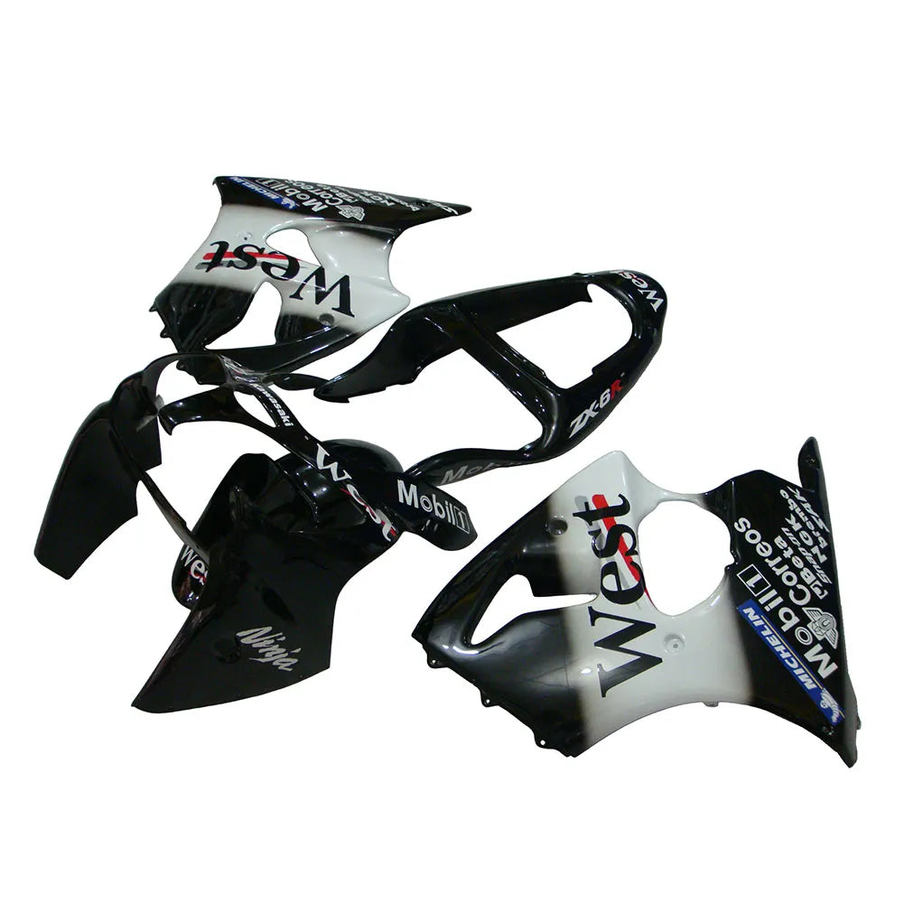 Kawasaki ZX-6R / 636 2000-2002 WEST Edition Black and White fairing kit front view