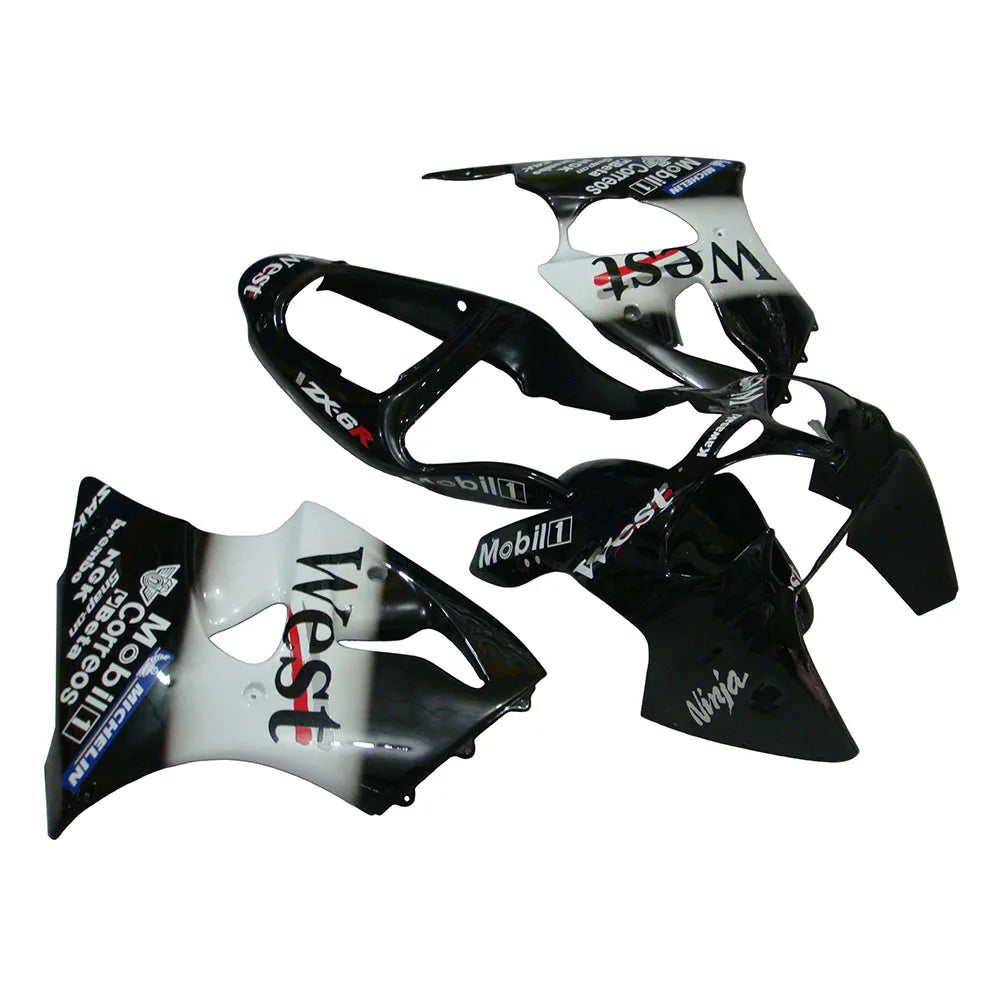 Kawasaki ZX-6R / 636 2000-2002 WEST Edition Black and White fairing kit left side view