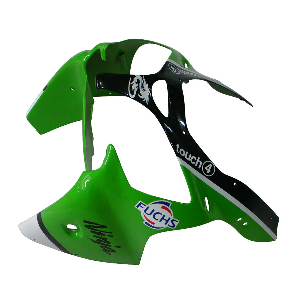 Kawasaki ZX-6R / 636 2000-2002 Green, Black, and White tail section fairing detail view 5