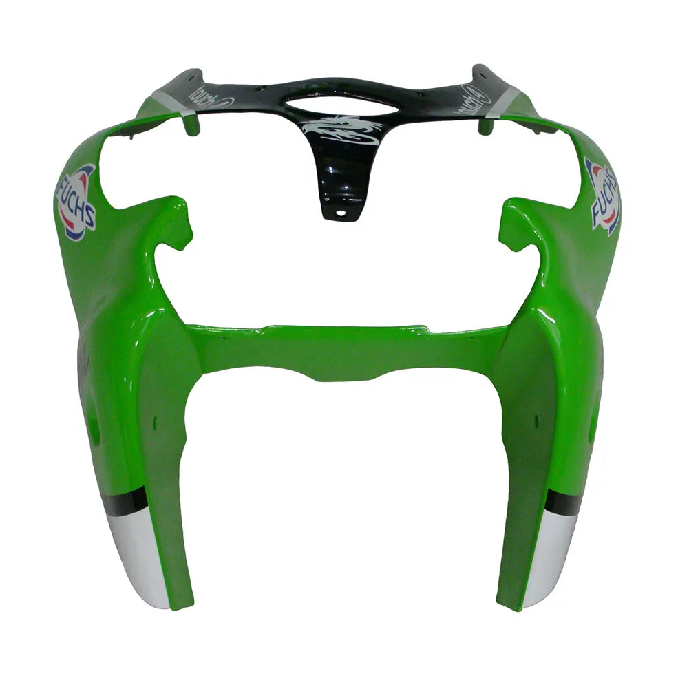 Kawasaki ZX-6R / 636 2000-2002 Green, Black, and White tail section fairing detail view 6