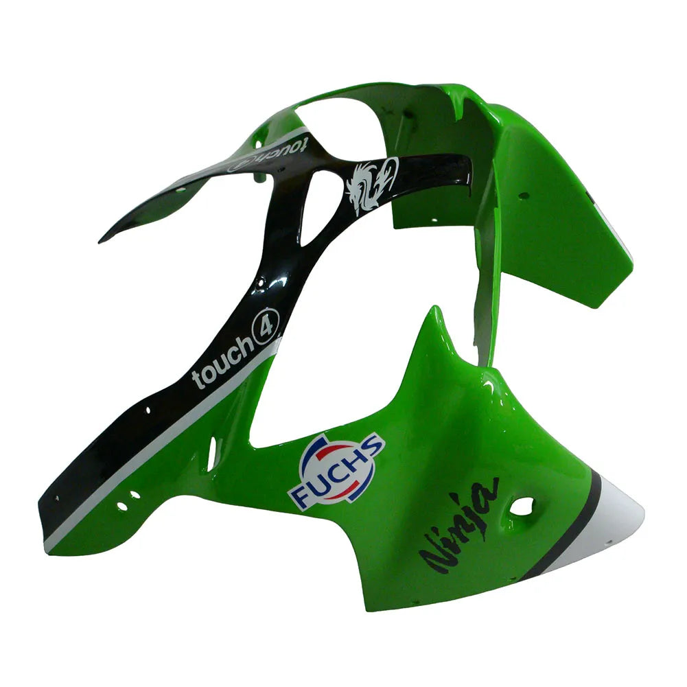 Kawasaki ZX-6R / 636 2000-2002 Green, Black, and White tail section fairing detail view 7