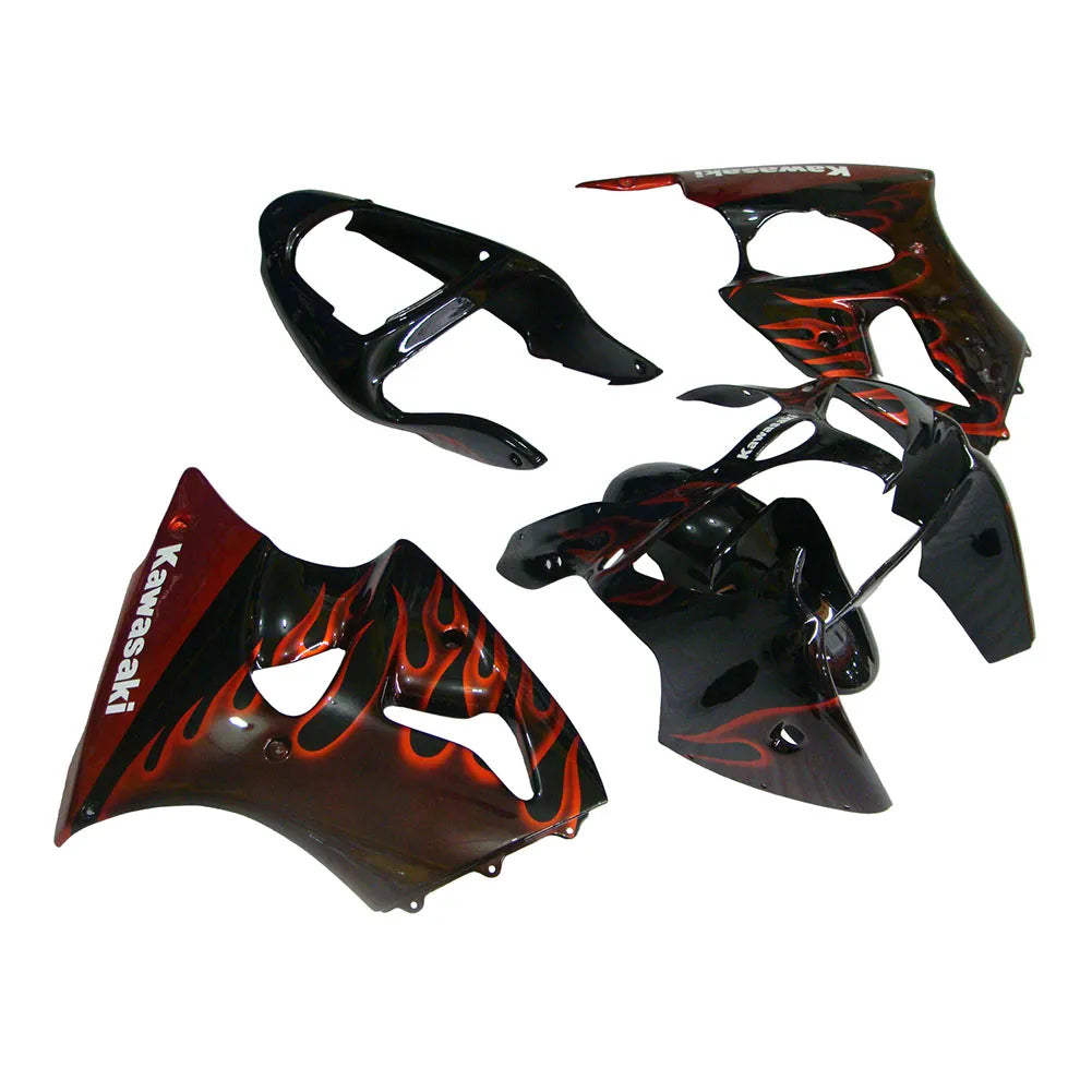 Kawasaki ZX-6R / 636 2000-2002 Gold Flame fairing kit left side view