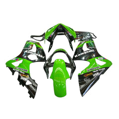 Kawasaki ZX-6R / 636 2003-2004 Green and Black with Logos full fairing kit set view