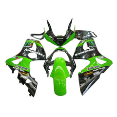 Kawasaki ZX-6R / 636 2003-2004 Green and Black with Logos fairing kit front view