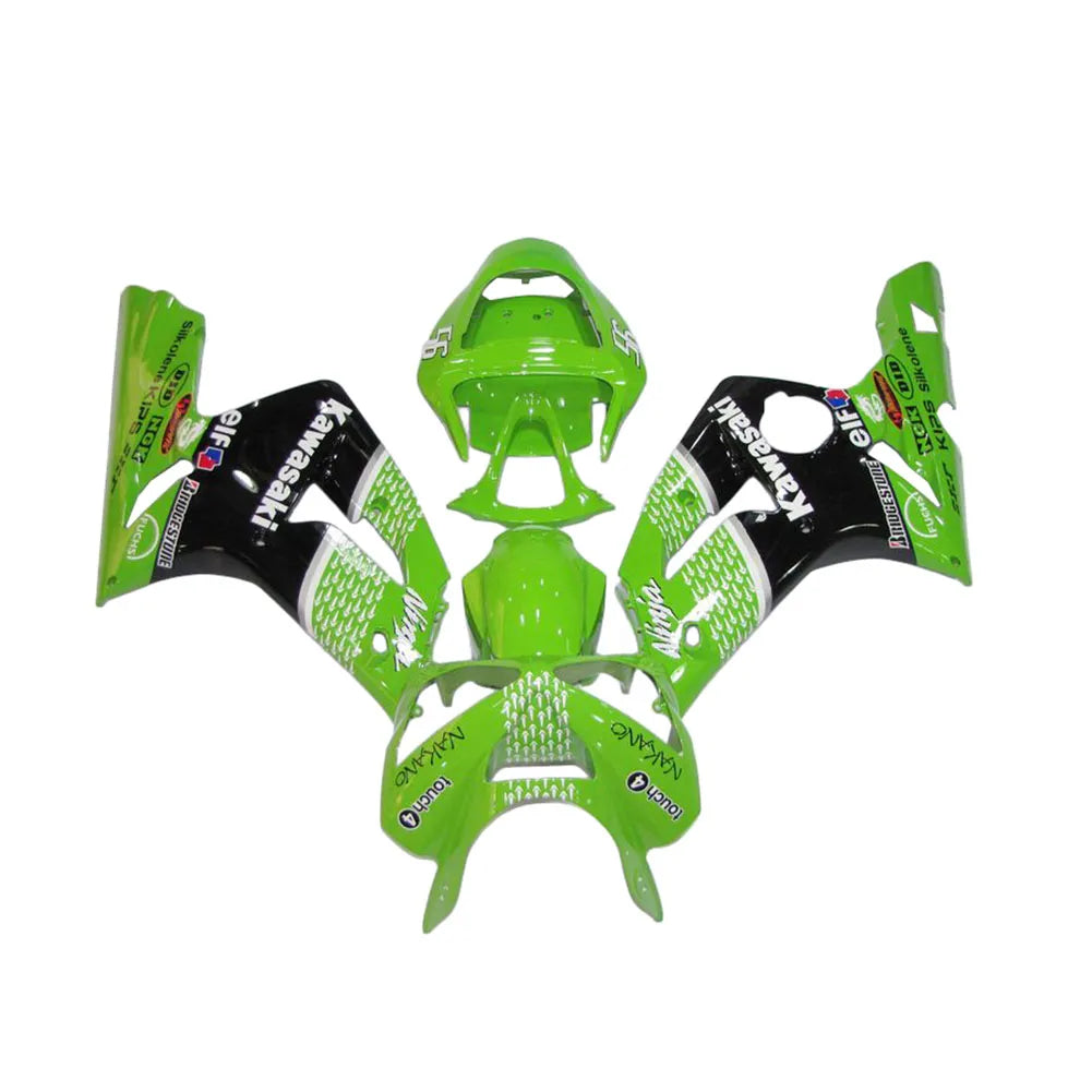 Kawasaki ZX-6R / 636 2003-2004 Green Raindrop Edition fairing kit front view
