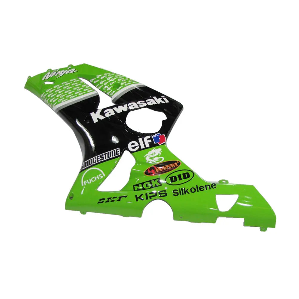Kawasaki ZX-6R / 636 2003-2004 Green Raindrop Edition fairing kit left side view