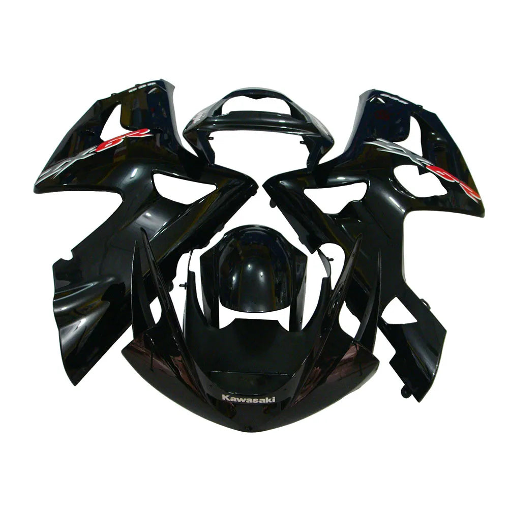 Kawasaki ZX-6R / 636 2003-2004 Black Graphic Style full fairing kit set view
