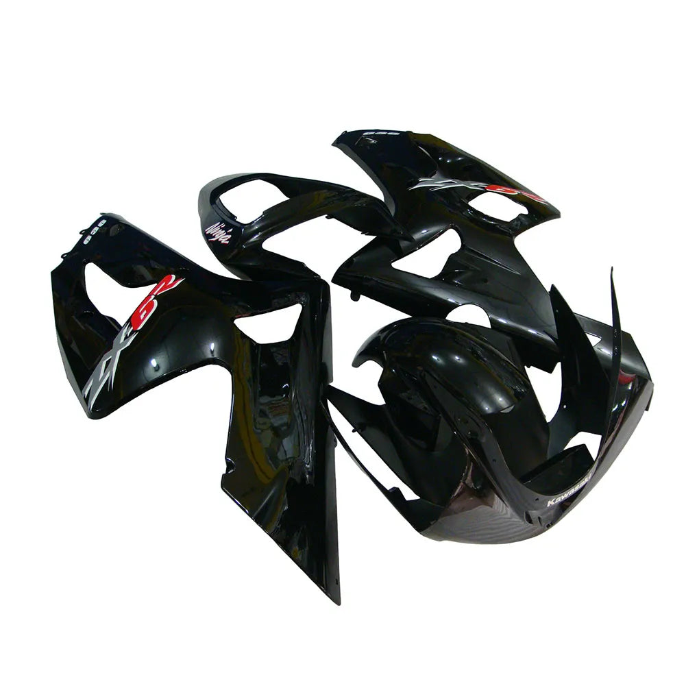 Kawasaki ZX-6R / 636 2003-2004 Black Graphic Style fairing kit left side view