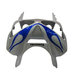 Kawasaki ZX-6R / 636 2003-2004 Silver, Blue, and Flame tail section fairing detail view 2