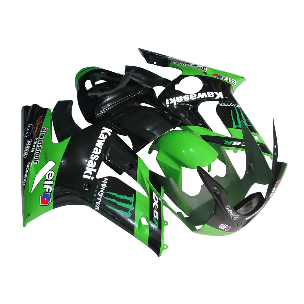 Kawasaki ZX-6R / 636 2003-2004 Green Monster Edition fairing kit left side view