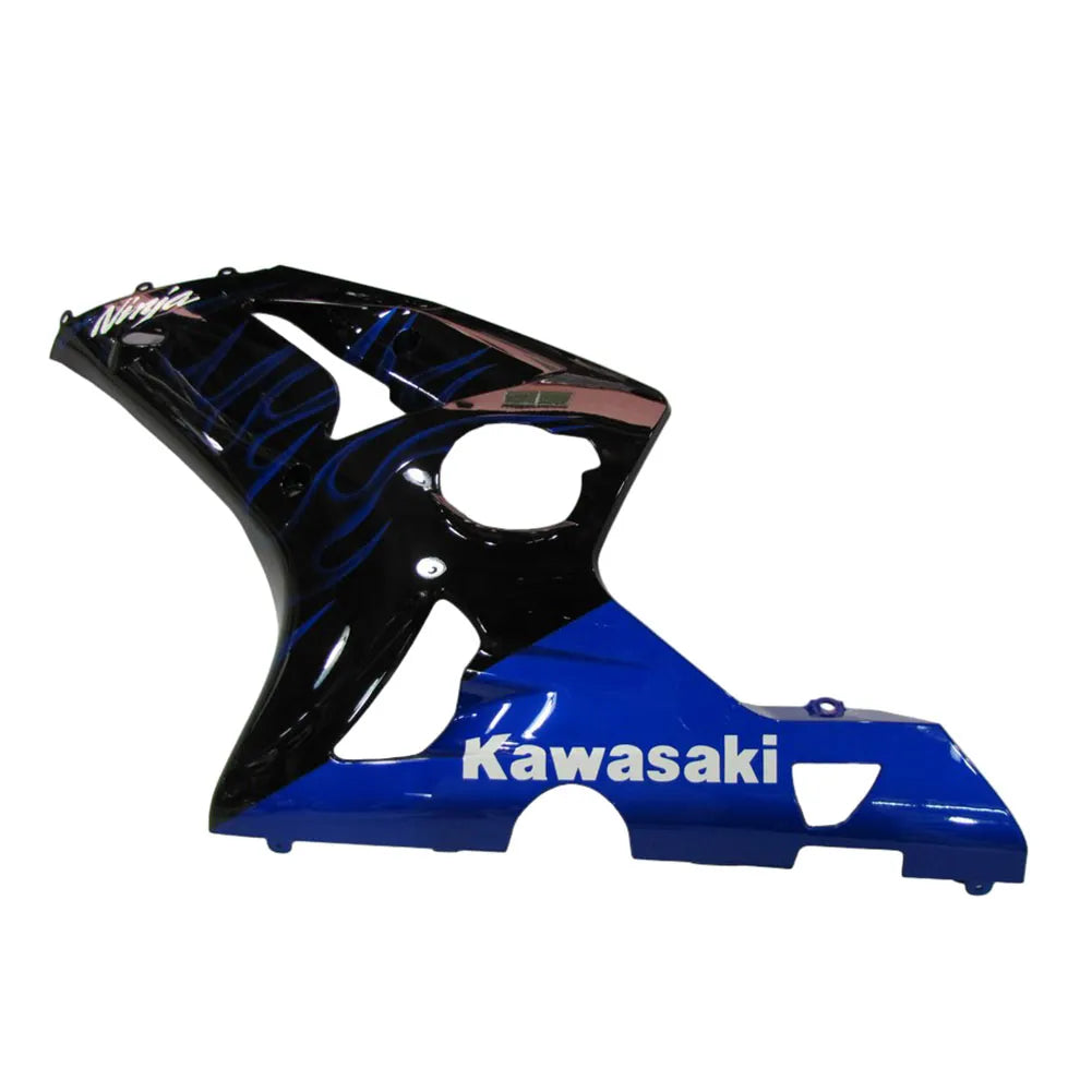 Kawasaki ZX-6R / 636 2003-2004 Black and Blue fairing kit left side view