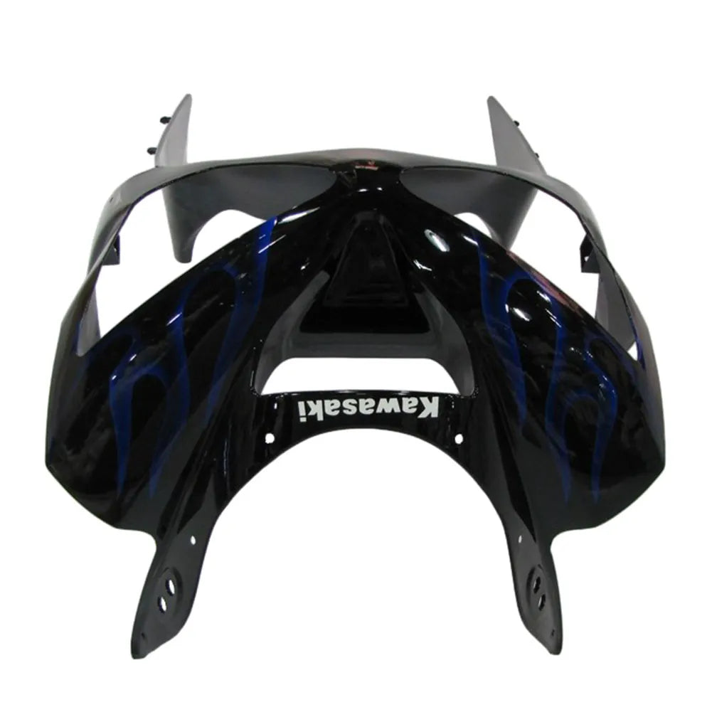 Kawasaki ZX-6R / 636 2003-2004 Black and Blue tail section fairing side view