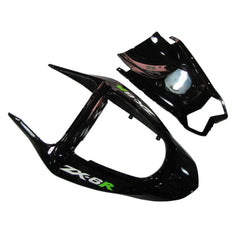 Kawasaki ZX-6R / 636 2003-2004 Black, Green, and Flame tail section fairing detail view 3