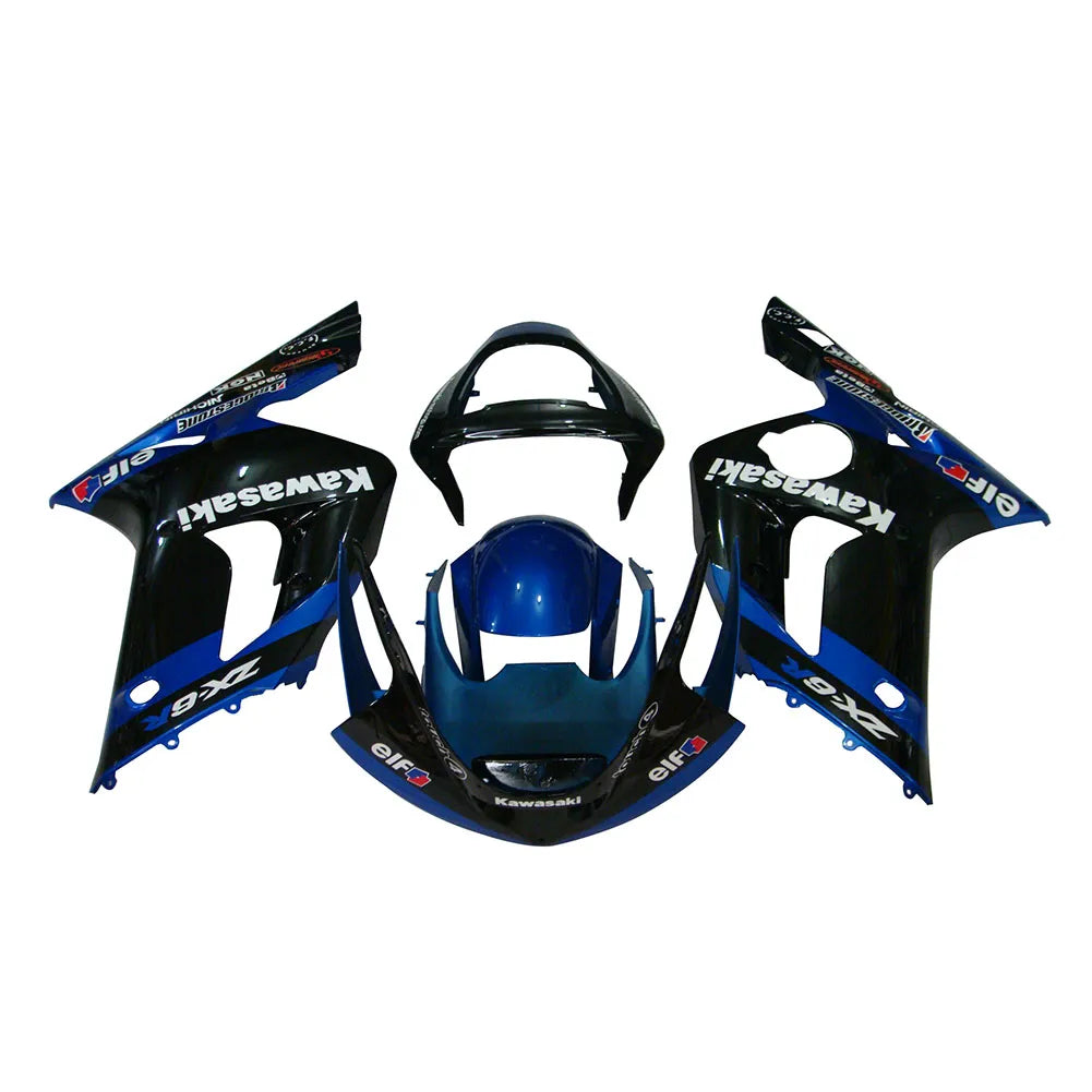 Kawasaki ZX-6R / 636 2003-2004 Blue and Black fairing kit front view