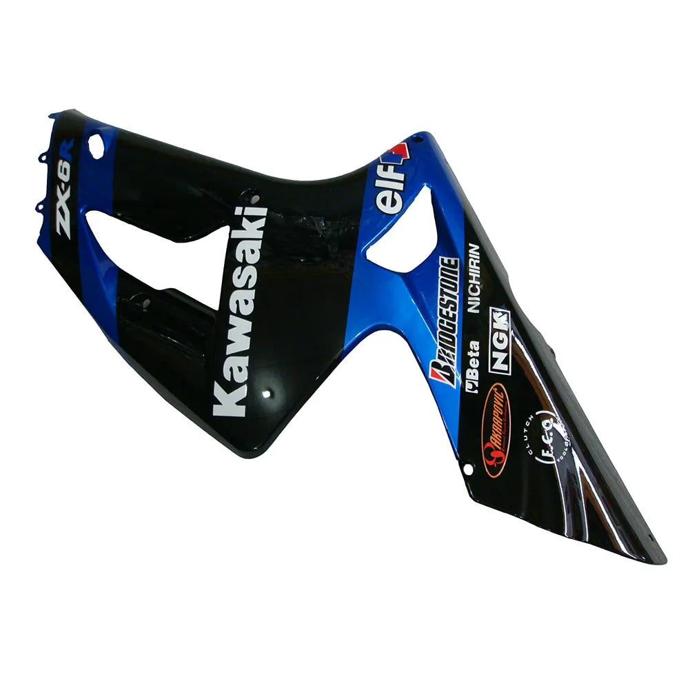 Kawasaki ZX-6R / 636 2003-2004 Blue and Black tail section fairing side view