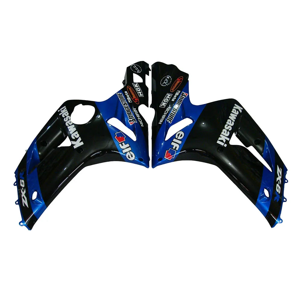 Kawasaki ZX-6R / 636 2003-2004 Blue and Black tail section fairing detail view 2