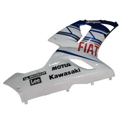 Kawasaki ZX-6R / 636 2005-2006 Blue, White, and Black No 46 tail section fairing rear view