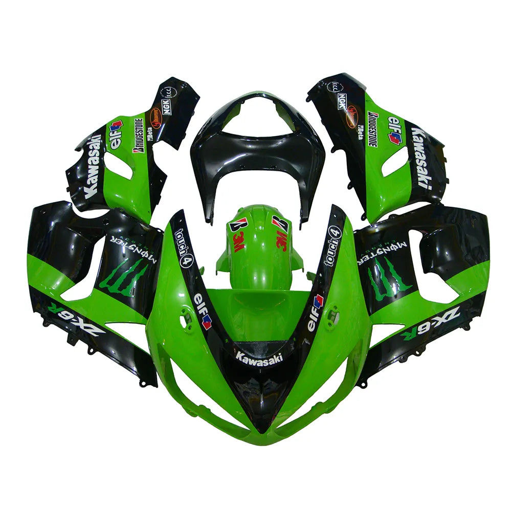 Kawasaki ZX-6R / 636 2005-2006 Green Monster Edition C full fairing kit set view