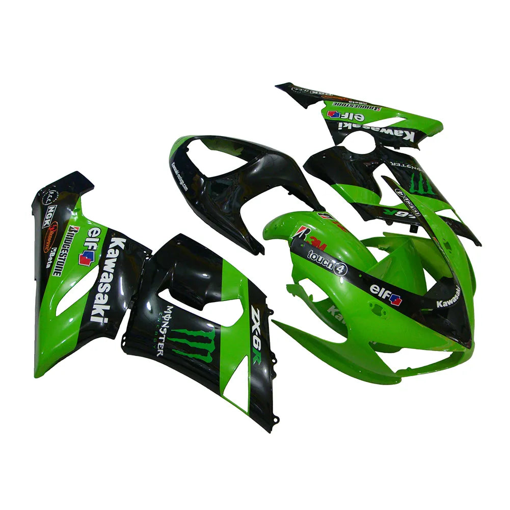 Kawasaki ZX-6R / 636 2005-2006 Green Monster Edition C tail section fairing side view