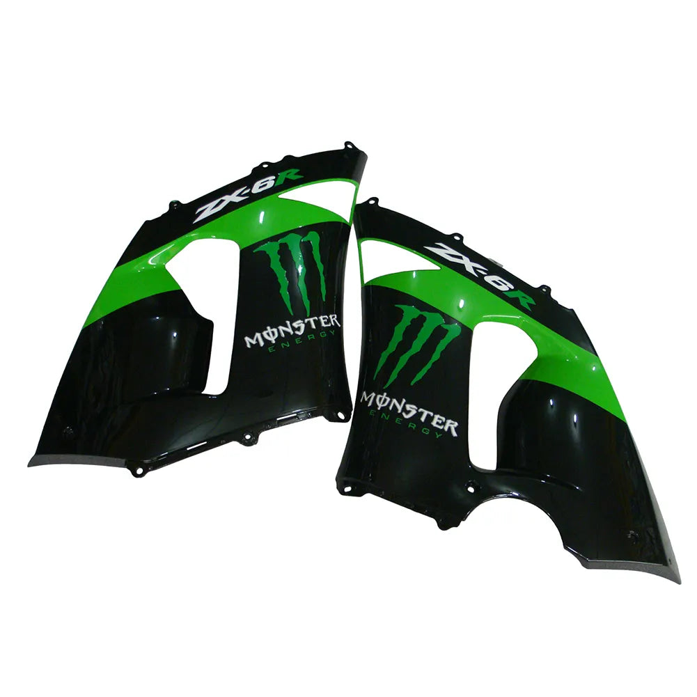 Kawasaki ZX-6R / 636 2005-2006 Green Monster Edition D tail section fairing side view
