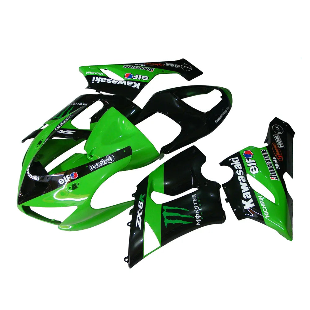 Kawasaki ZX-6R / 636 2005-2006 Green Monster Edition D fairing kit front view