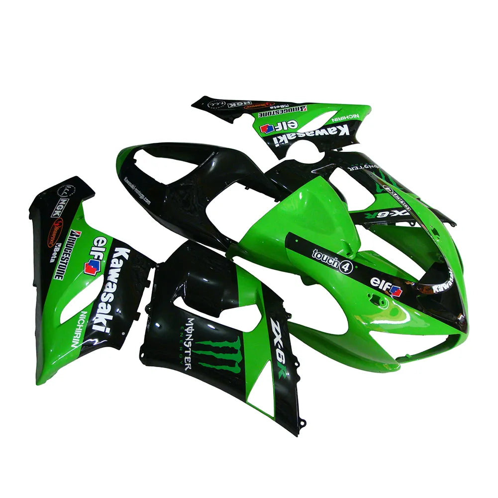 Kawasaki ZX-6R / 636 2005-2006 Green Monster Edition D fairing kit left side view