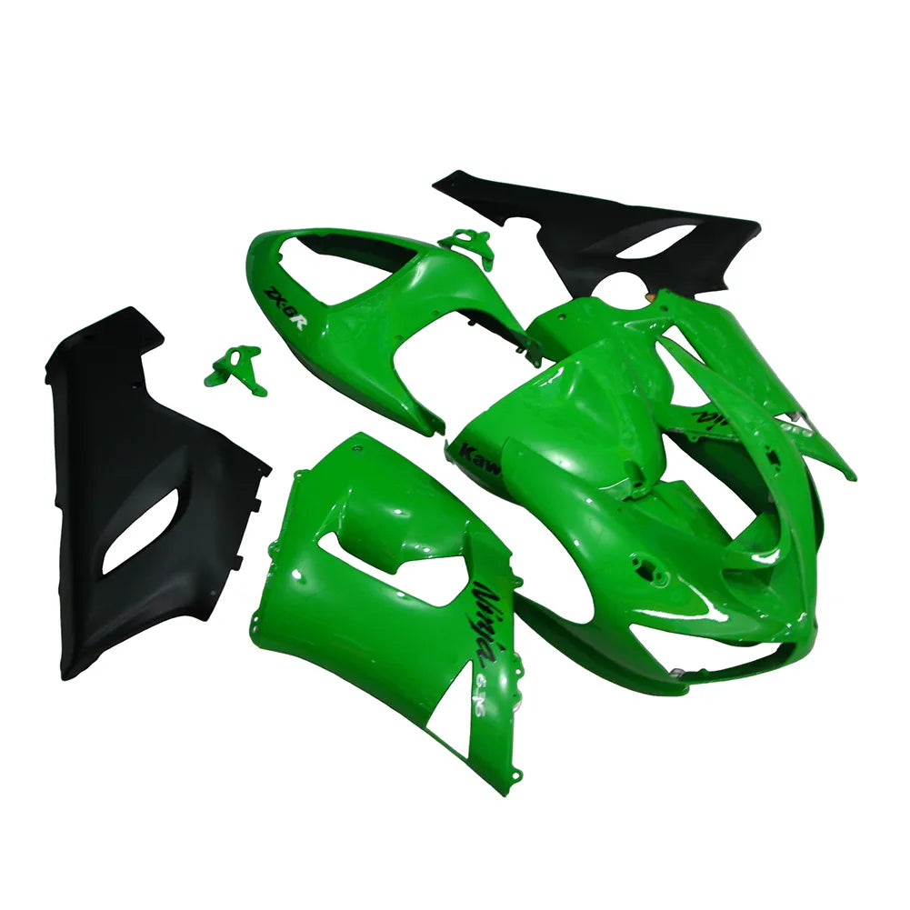 Kawasaki ZX-6R / 636 2005-2006 Green and Black Style A fairing kit left side view