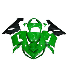 Kawasaki ZX-6R / 636 2005-2006 Green and Black Style A fairing kit front view