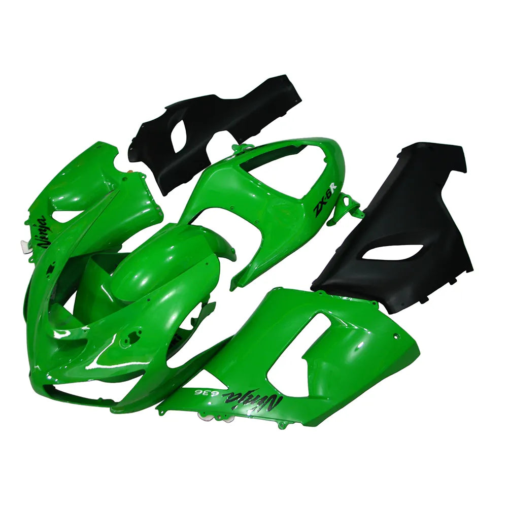 Kawasaki ZX-6R / 636 2005-2006 Green and Black Style A tail section fairing side view