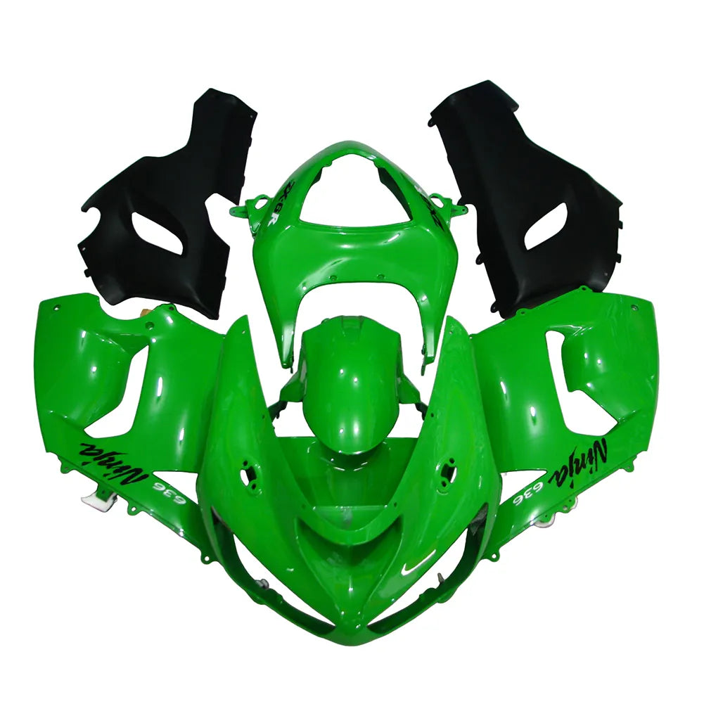 Kawasaki ZX-6R / 636 2005-2006 Green and Black Style A tail section fairing rear view