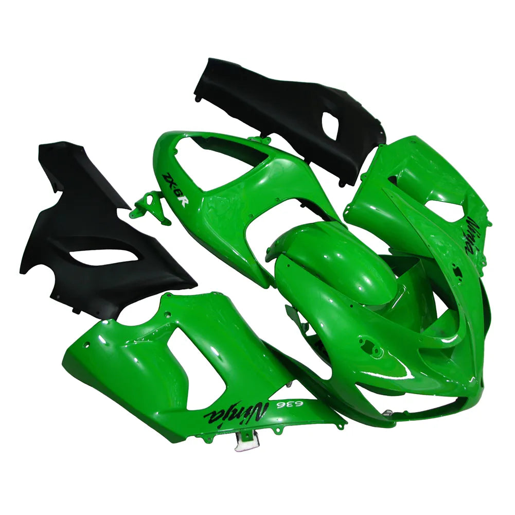 Kawasaki ZX-6R / 636 2005-2006 Green and Black Style A tail section fairing detail view 1