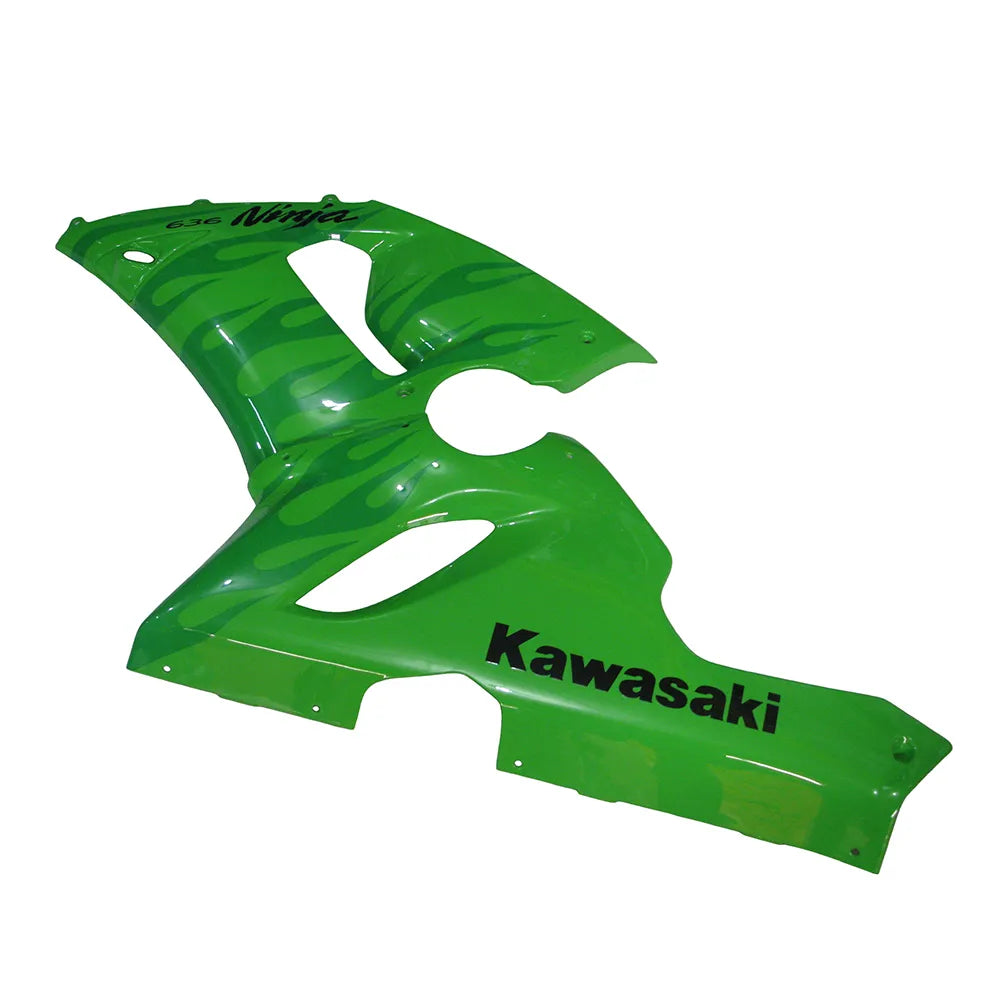 Kawasaki ZX-6R / 636 2005-2006 Green Flame tail section fairing rear view