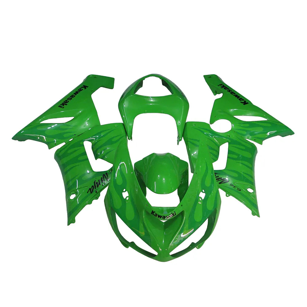 Kawasaki ZX-6R / 636 2005-2006 Green Flame fairing kit front view
