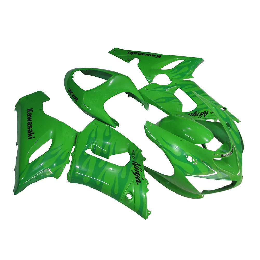 Kawasaki ZX-6R / 636 2005-2006 Green Flame fairing kit left side view
