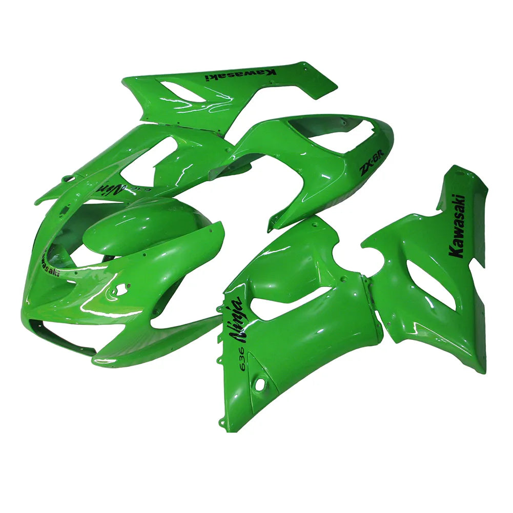 Kawasaki ZX-6R / 636 2005-2006 Green full fairing kit set view