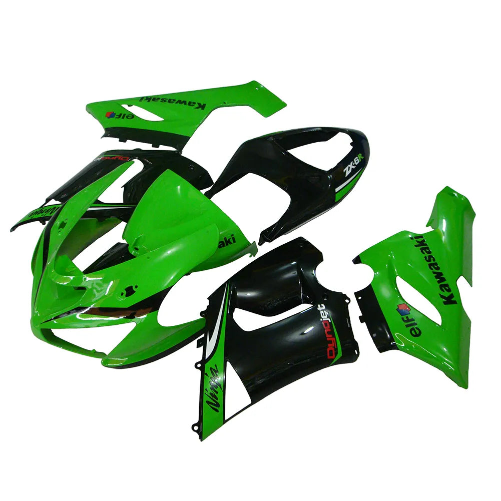 Kawasaki ZX-6R / 636 2005-2006 Green and Black with Logos fairing kit detail detail view 4