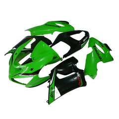 Kawasaki ZX-6R / 636 2005-2006 Green and Black with Logos fairing kit detail detail view 6