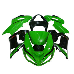 Kawasaki ZX-6R / 636 2005-2006 Green and Black with Logos fairing kit detail detail view 2