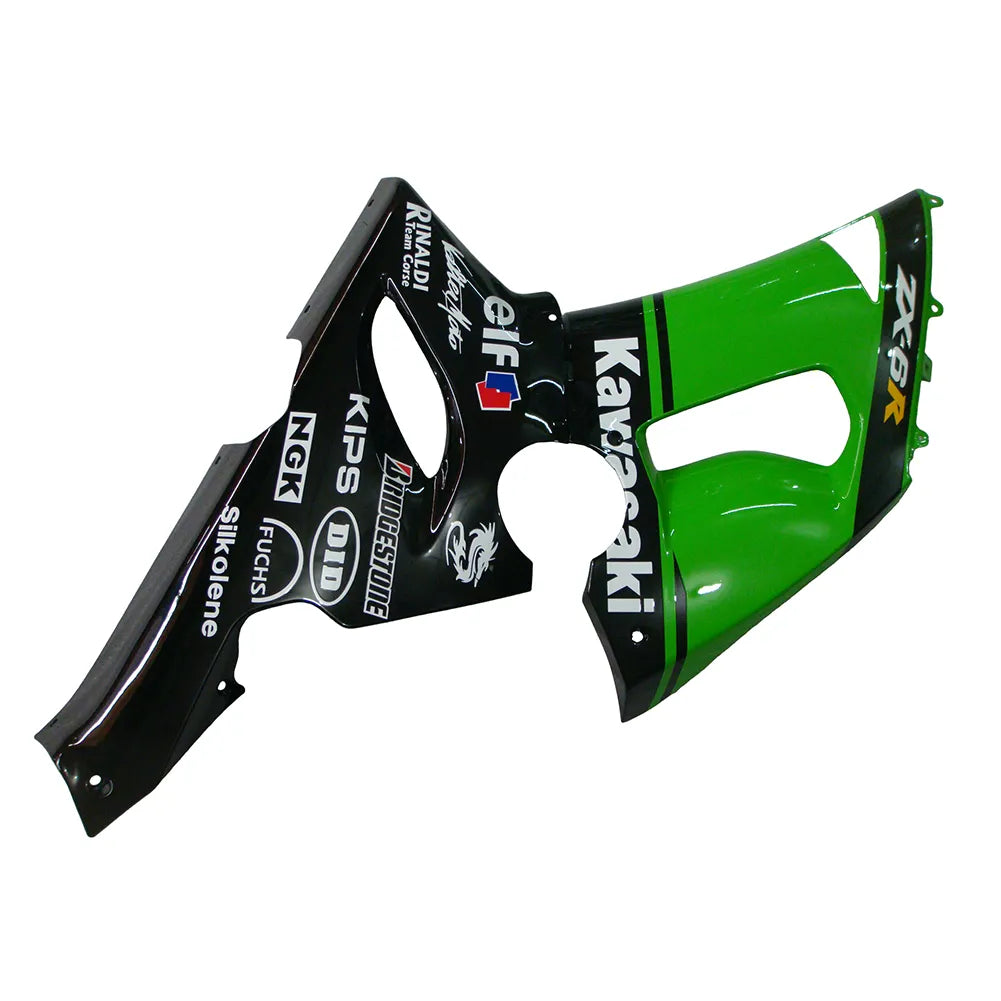 Kawasaki ZX-6R / 636 2005-2006 Green and Black No 76 fairing kit detail detail view 7