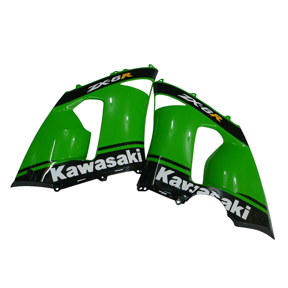 Kawasaki ZX-6R / 636 2005-2006 Green and Black No 76 fairing kit detail detail view 9