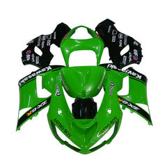 Kawasaki ZX-6R / 636 2005-2006 Green and Black No 76 fairing kit detail detail view 2