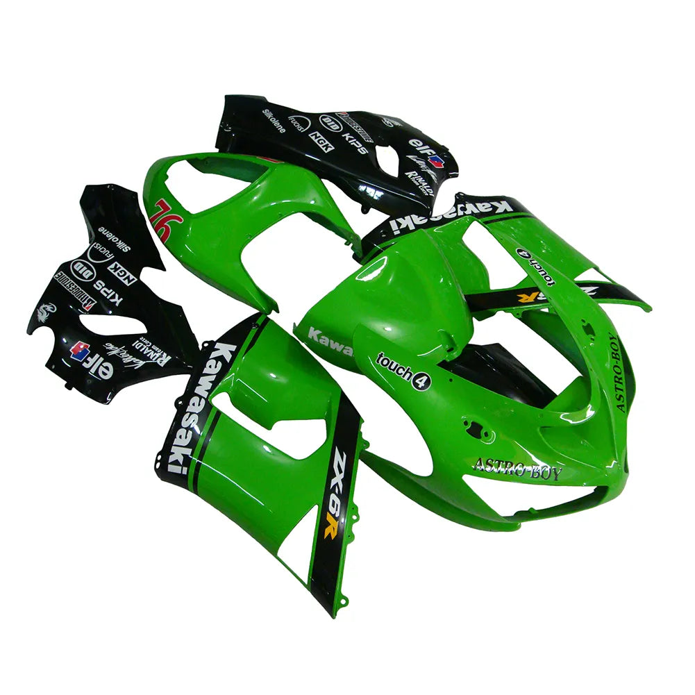 Kawasaki ZX-6R / 636 2005-2006 Green and Black No 76 fairing kit detail detail view 5