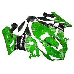 Kawasaki ZX-6R / 636 2005-2006 Green, Black, and White Raindrop Edition fairing kit left side view