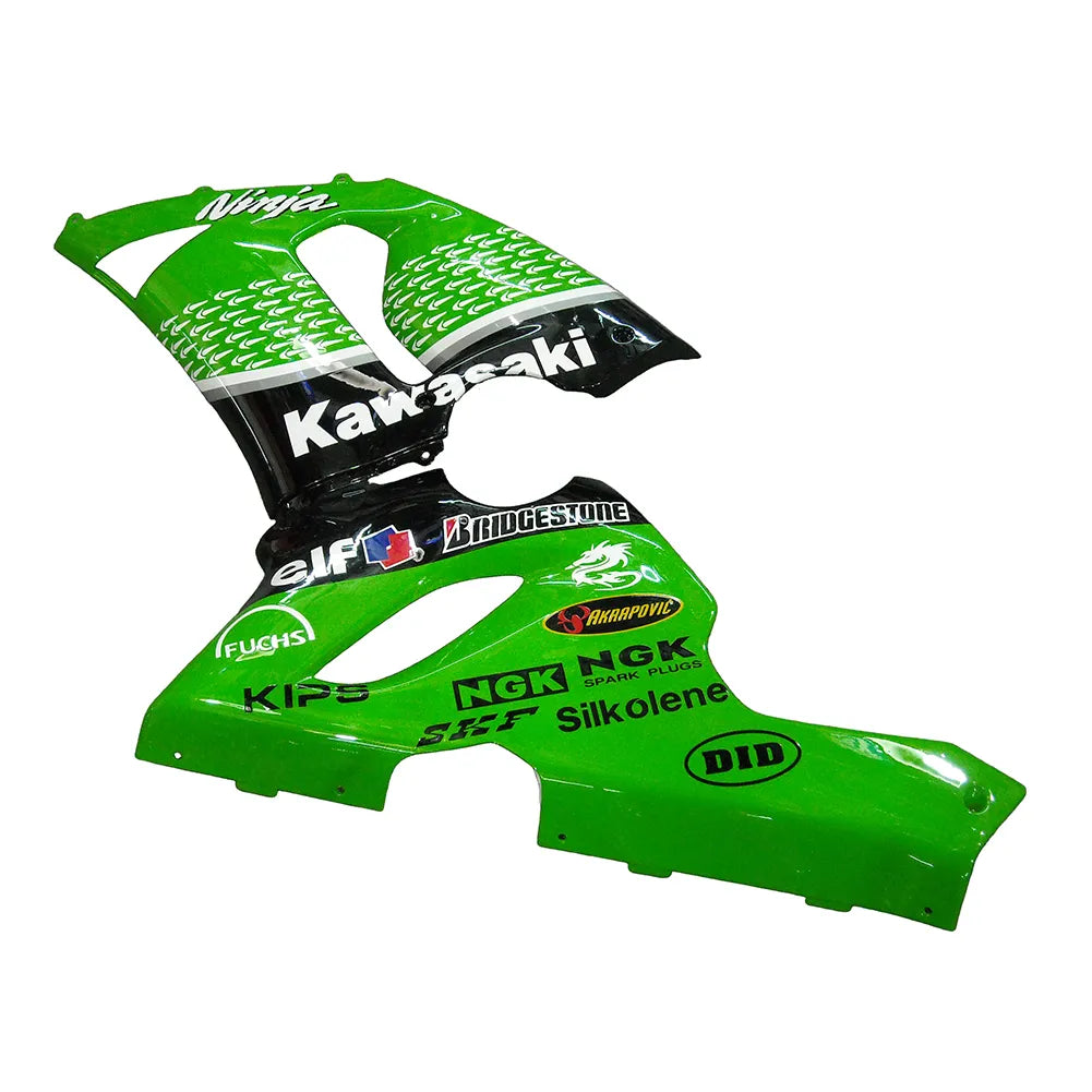 Kawasaki ZX-6R / 636 2005-2006 Green, Black, and White Raindrop Edition tail section fairing side view