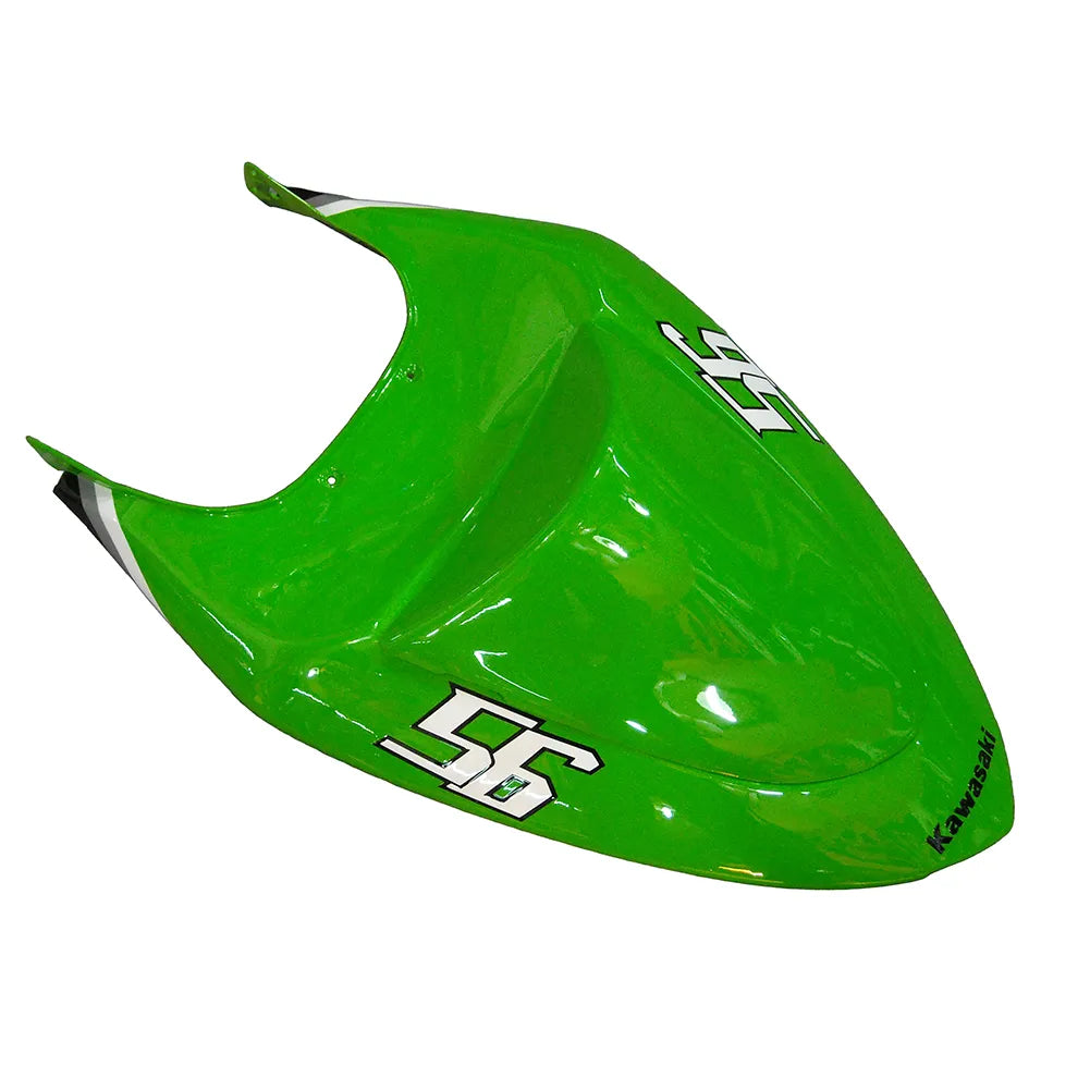 Kawasaki ZX-6R / 636 2005-2006 Green, Black, and White Raindrop Edition tail section fairing detail view 3