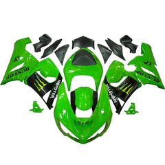 Kawasaki ZX-6R / 636 2005-2006 Green, Black, and Green Monster Edition A full fairing kit set view