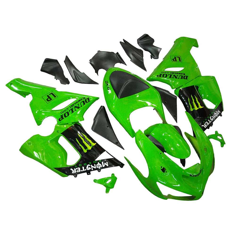 Kawasaki ZX-6R / 636 2005-2006 Green, Black, and Green Monster Edition A tail section fairing rear view
