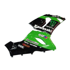Kawasaki ZX-6R / 636 2005-2006 Green, Black, and Green Monster Edition B tail section fairing side view