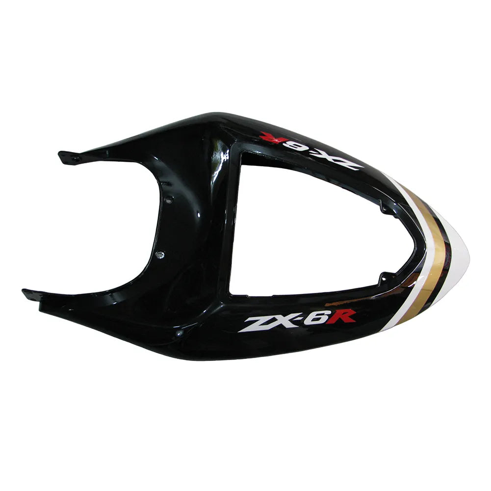 Kawasaki ZX-6R / 636 2005-2006 Black and White Lucky Strike Edition with Logos tail section fairing detail view 11