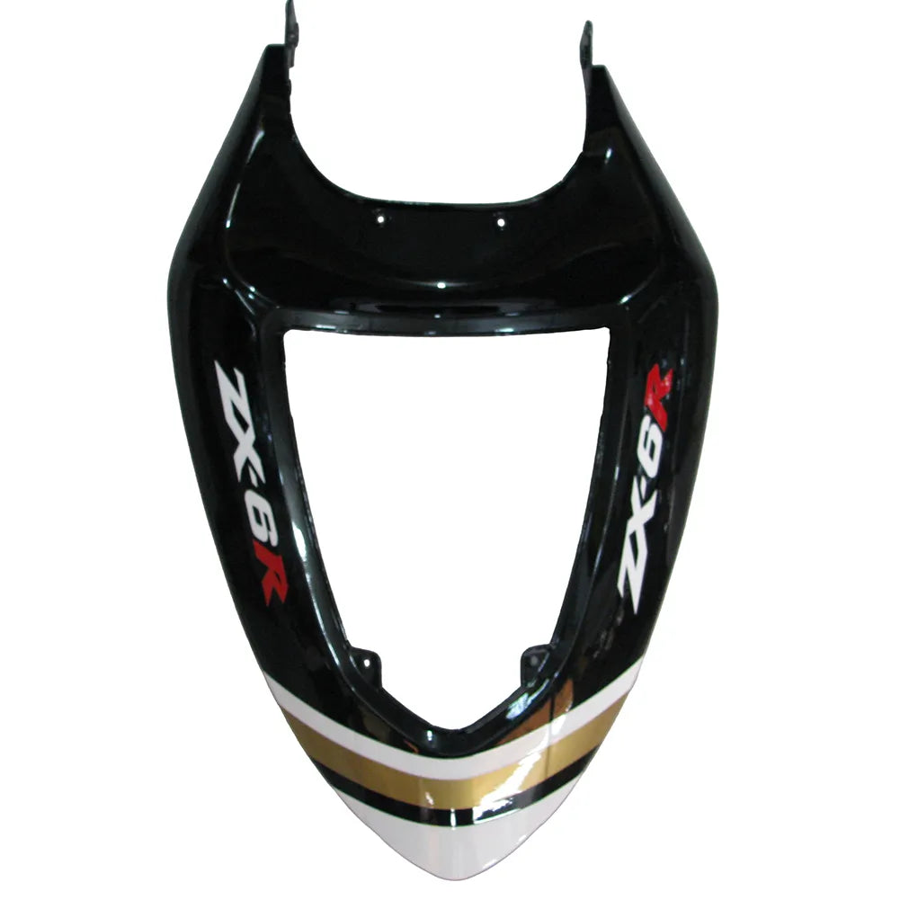 Kawasaki ZX-6R / 636 2005-2006 Black and White Lucky Strike Edition with Logos tail section fairing detail view 10
